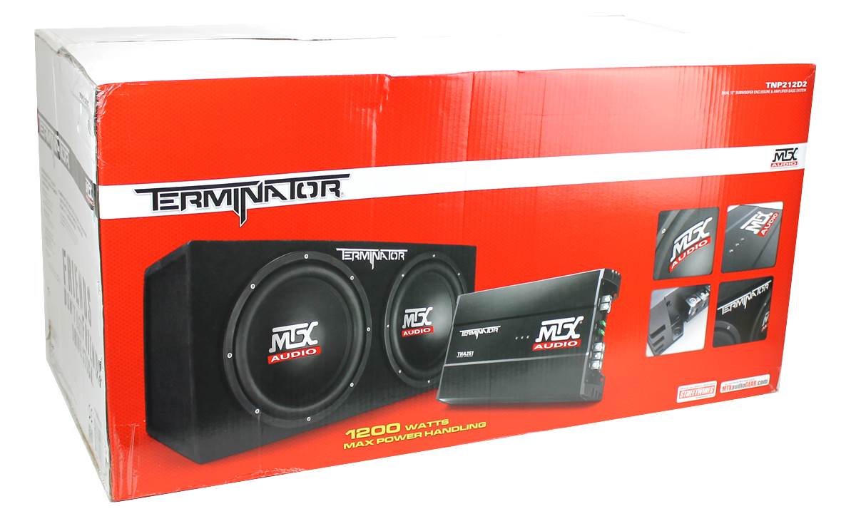 MTX TNP212D2 12" 1200W Dual Loaded Car Subwoofer w/ Sub Box & Amplifier (4 Pack)