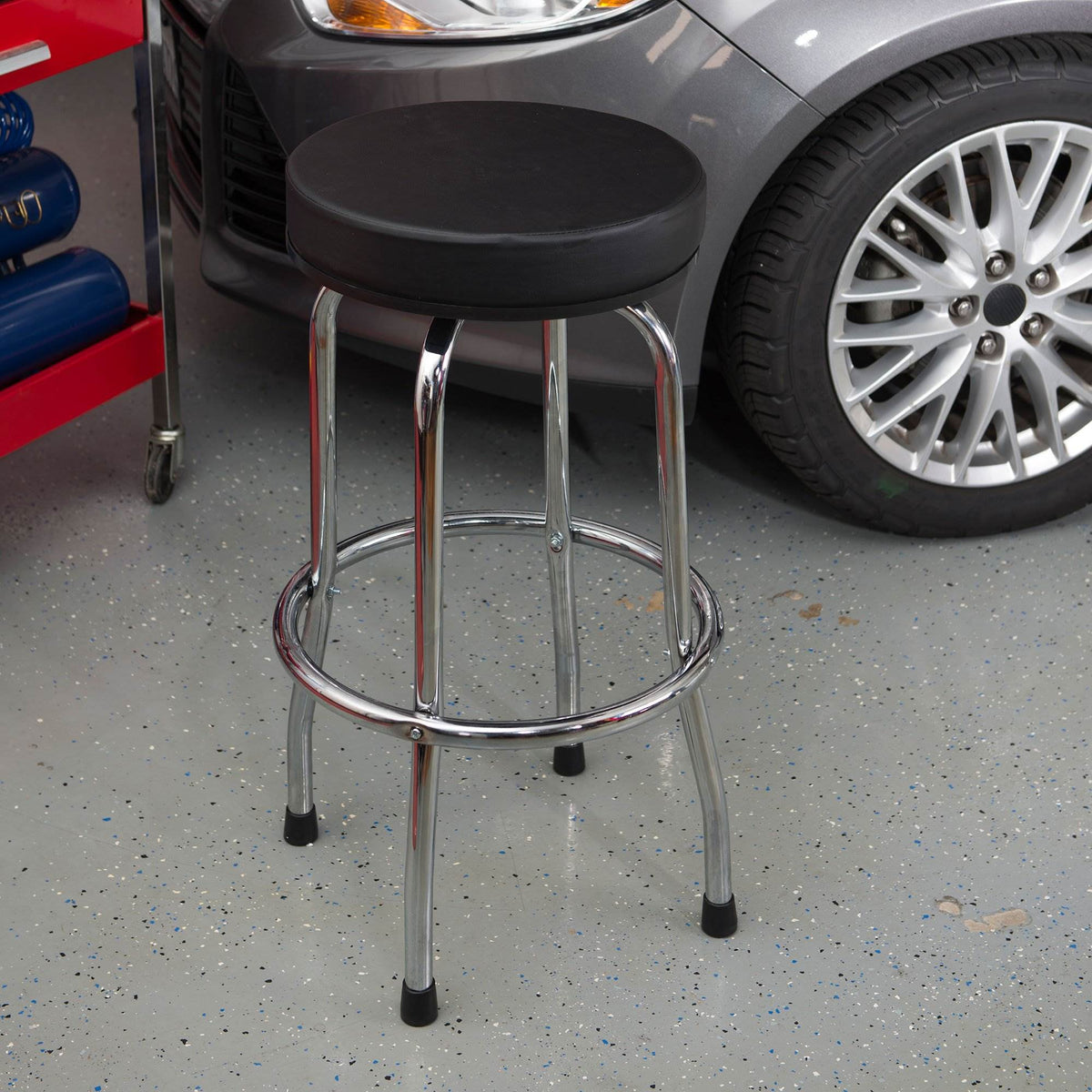 Torin Big Red Swivel Garage Shop Padded Bar Stool Cushion Seat, Black (Damaged)