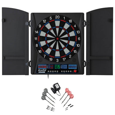 Fat Cat Electronx 13.5 Inch Electronic Soft Tip Classic Dartboard Game Cabinet