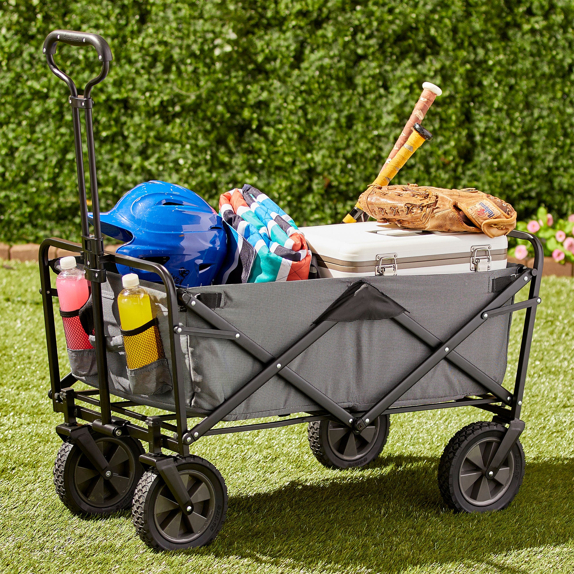 Mac Sports Collapsible Folding Outdoor Utility Garden Camping Wagon Cart, Gray - VMInnovations