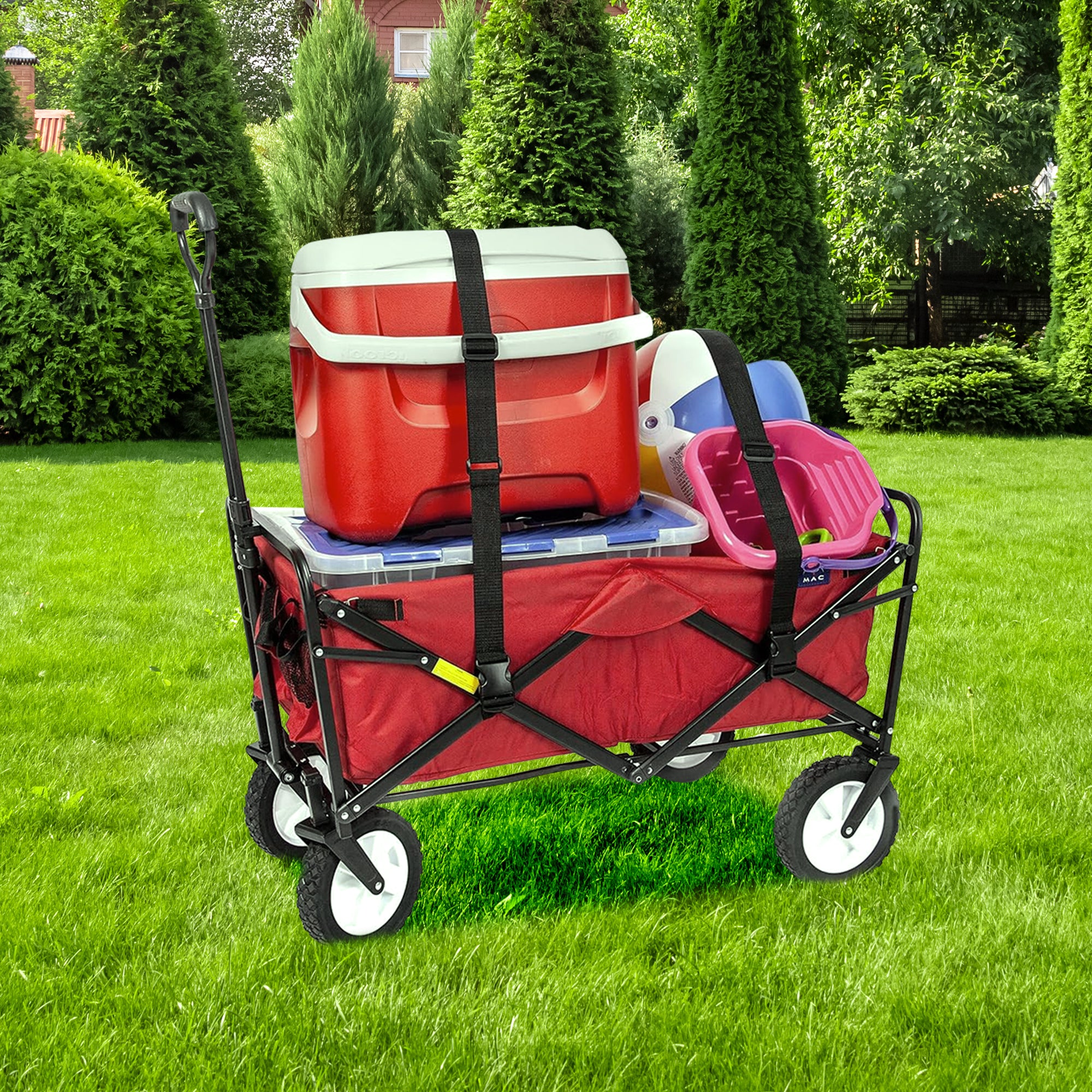Mac Sports Collapsible Outdoor Garden Wagon, Red (Used) - VMInnovations