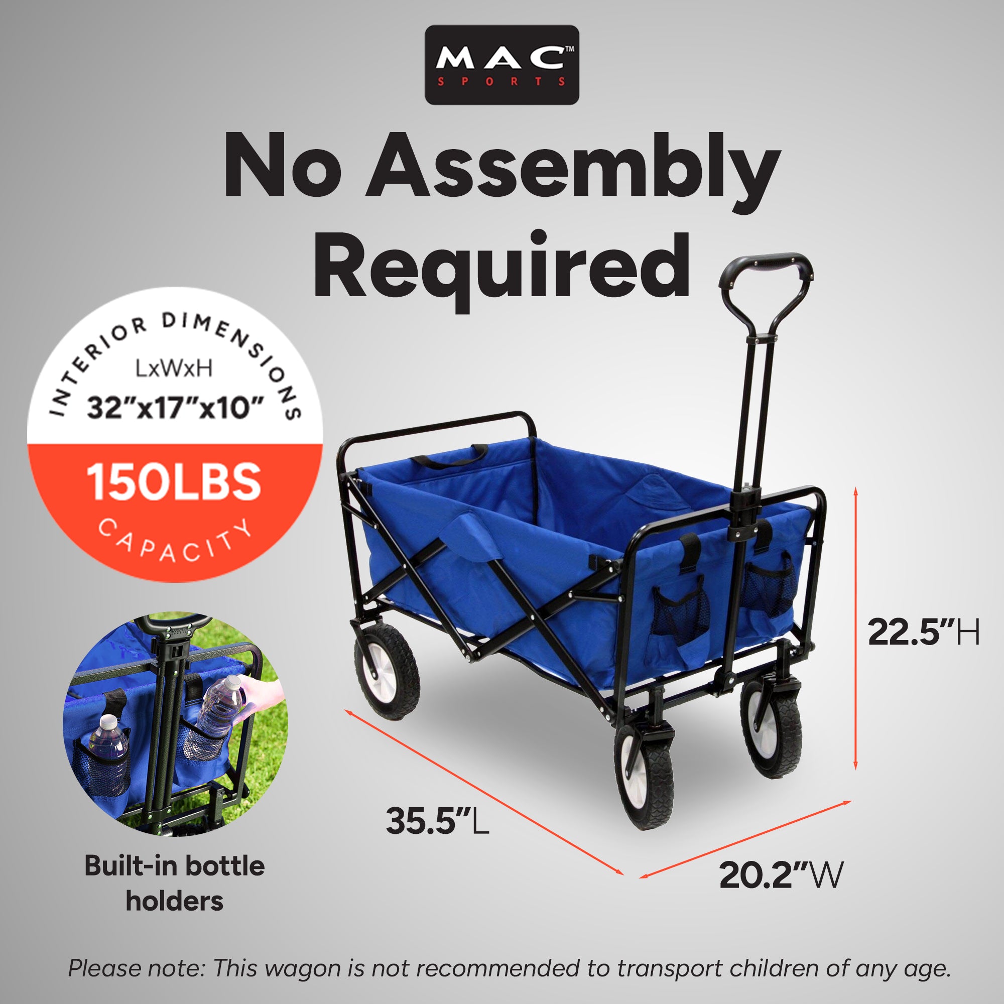 Mac Sports Folding Steel Frame Outdoor Garden Utility Wagon Cart (Open Box) - VMInnovations