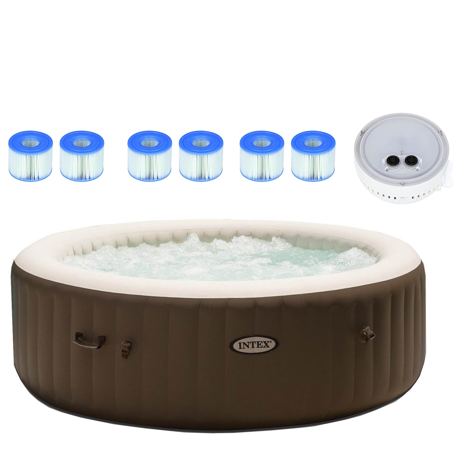 Intex 6-Person Inflatable Bubble Jet Hot Tub with LED Light w/ Filters (6 Pack) - VMInnovations