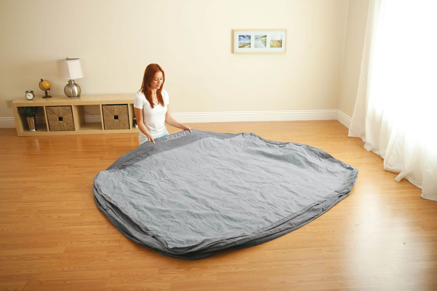 Intex Comfort Plush High Rise Dura-Beam Air Bed Mattress w/ Built-In Pump, Queen - VMInnovations