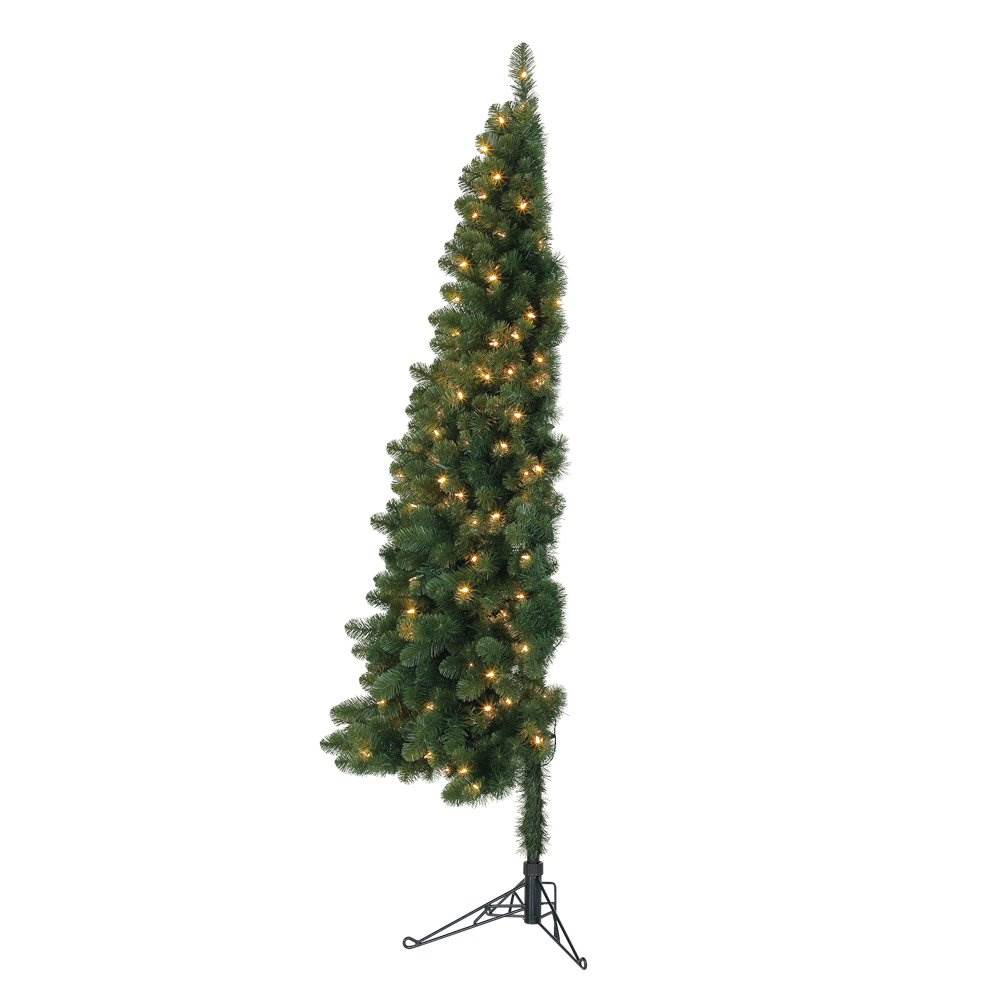 Home Heritage Half Pine 5' Pre-Lit Artificial Christmas Tree, 100 Warm White LED - VMInnovations