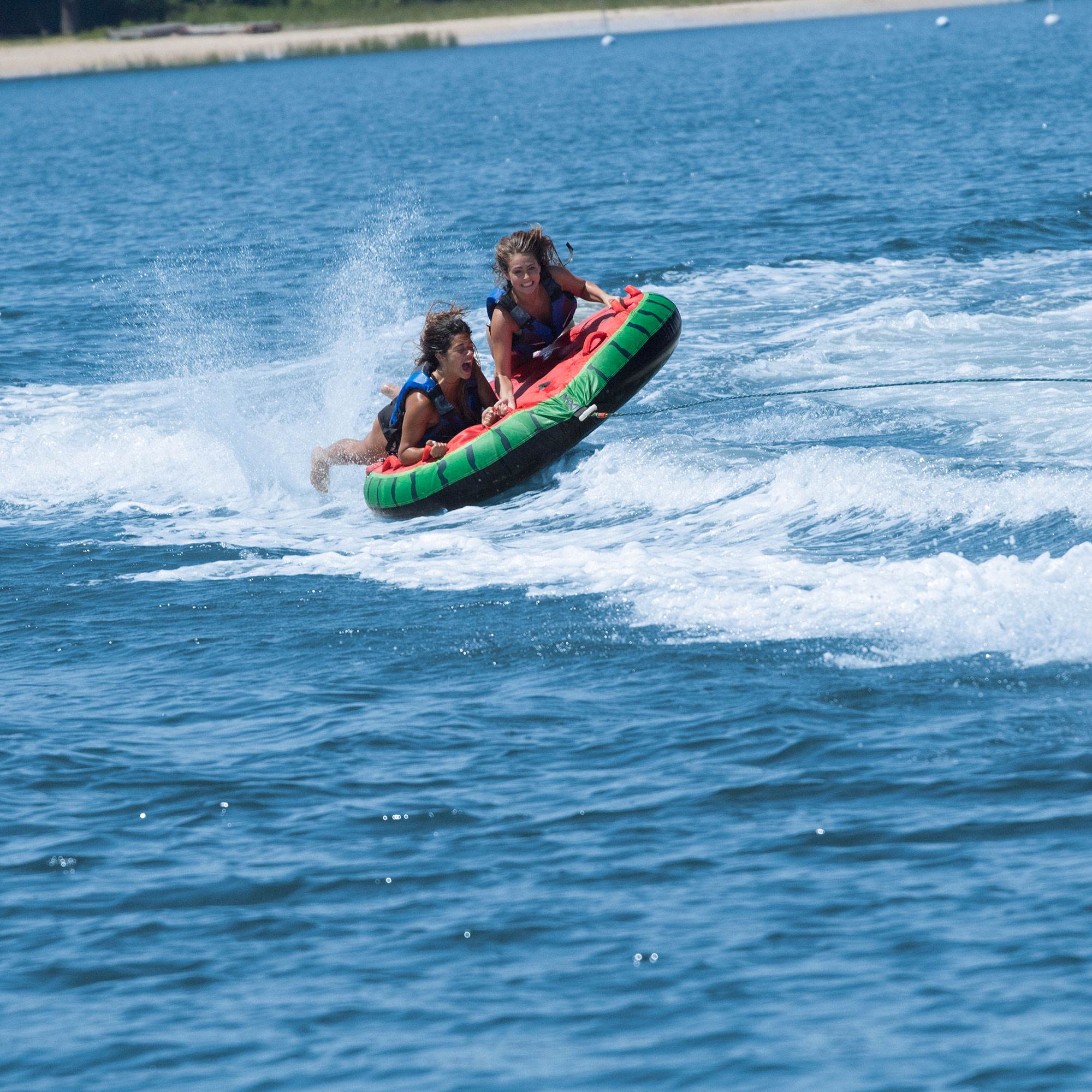 Swimline Inflatable 2 Rider Watermelon Island Lake Water Towable Tube Float Raft - VMInnovations