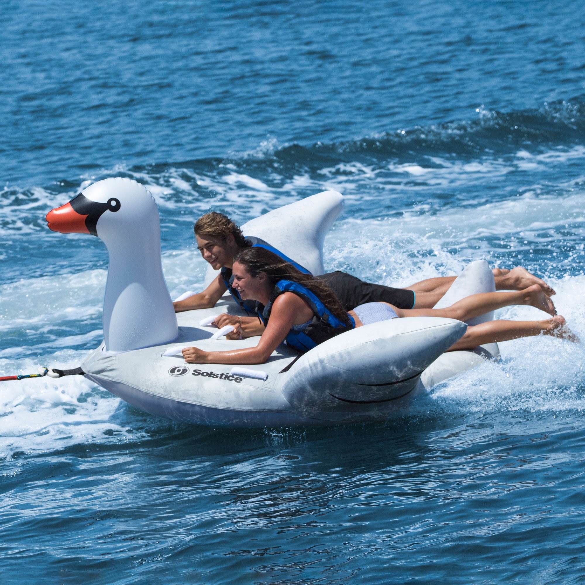 Swimline Solstice Water Sport Inflatable Swan 1 to 2 Rider Boat Towable Tube - VMInnovations