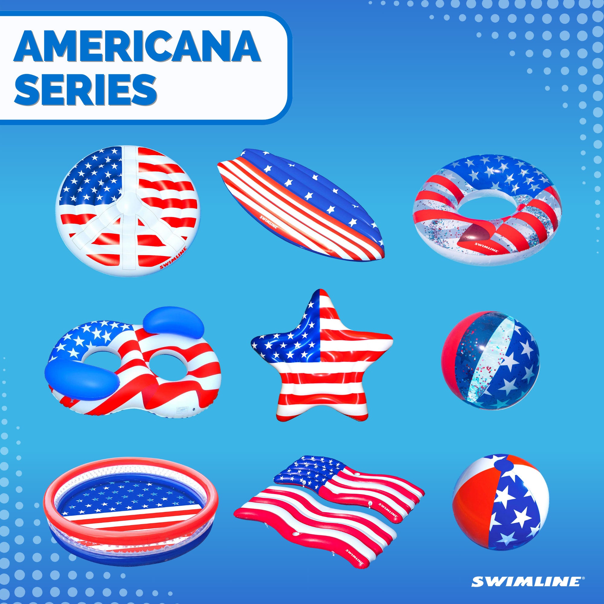 Swimline American Wave Flag Inflatable Swimming Pool Connector Mattress Set - VMInnovations