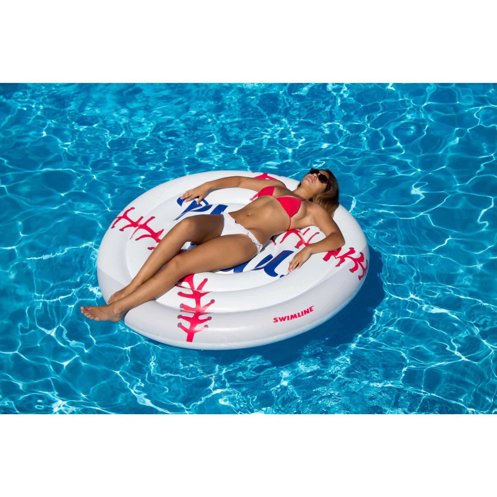 Swimline Giant Baseball Inflatable Swimming Pool Toy Ride On Float (Open Box) - VMInnovations