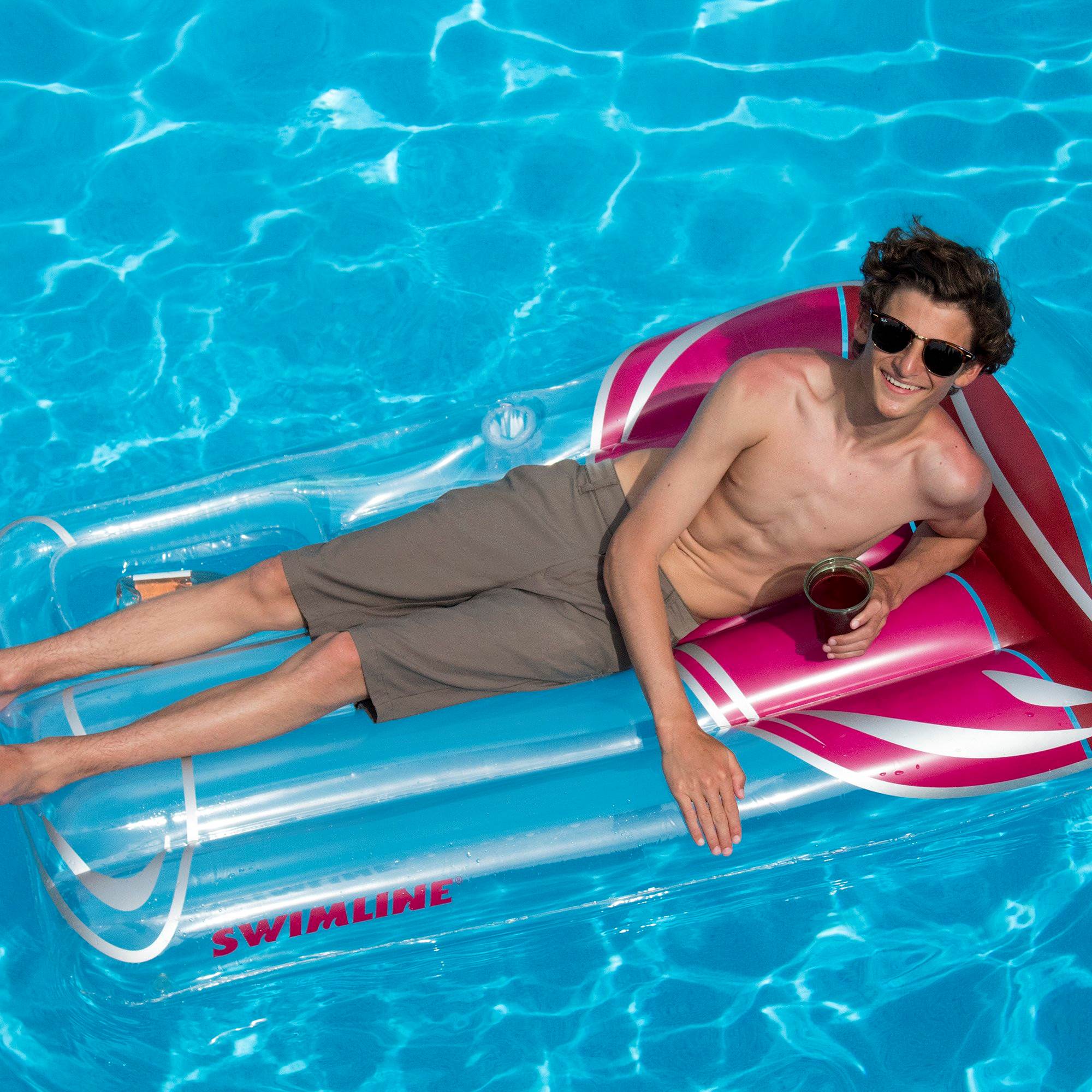Swimline Inflatable Glass of Red Wine Raft Float Mat for Swimming Pool or Beach - VMInnovations