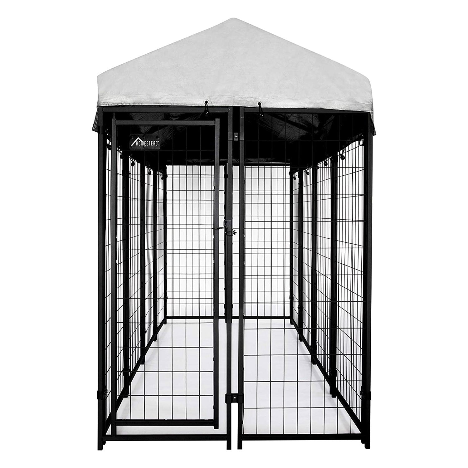 Homestead 8 x 4 x 6 Foot Welded Outdoor Dog Kennel Shelter with Waterproof Cover (Refurbished)