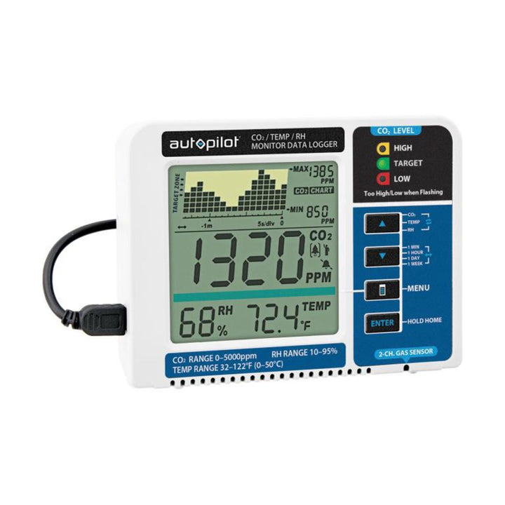 Autopilot APCEM2 Hydroponic Gardening CO2 RH Temperature Monitor and Data Logger - VMInnovations