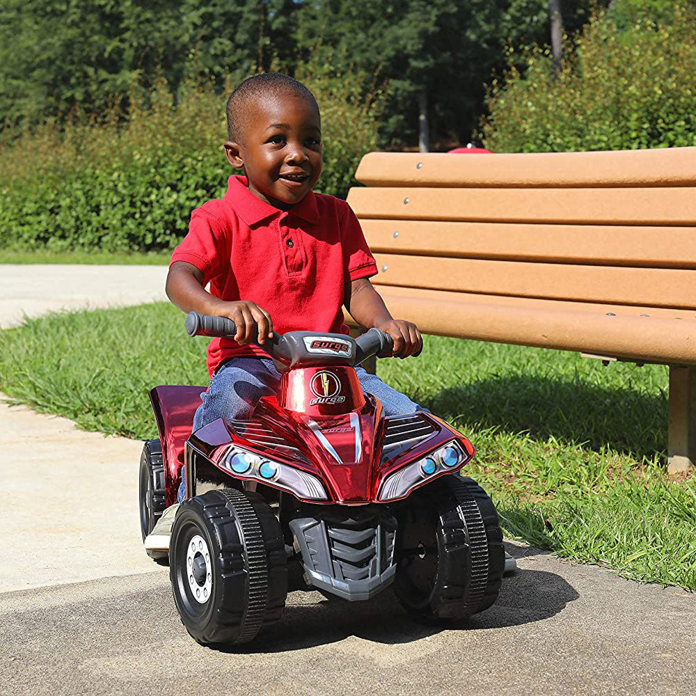 Dynacraft Kids Custom Surge 6V Chrome Riding Toy Quad 4 Wheeler, Red (Open Box)