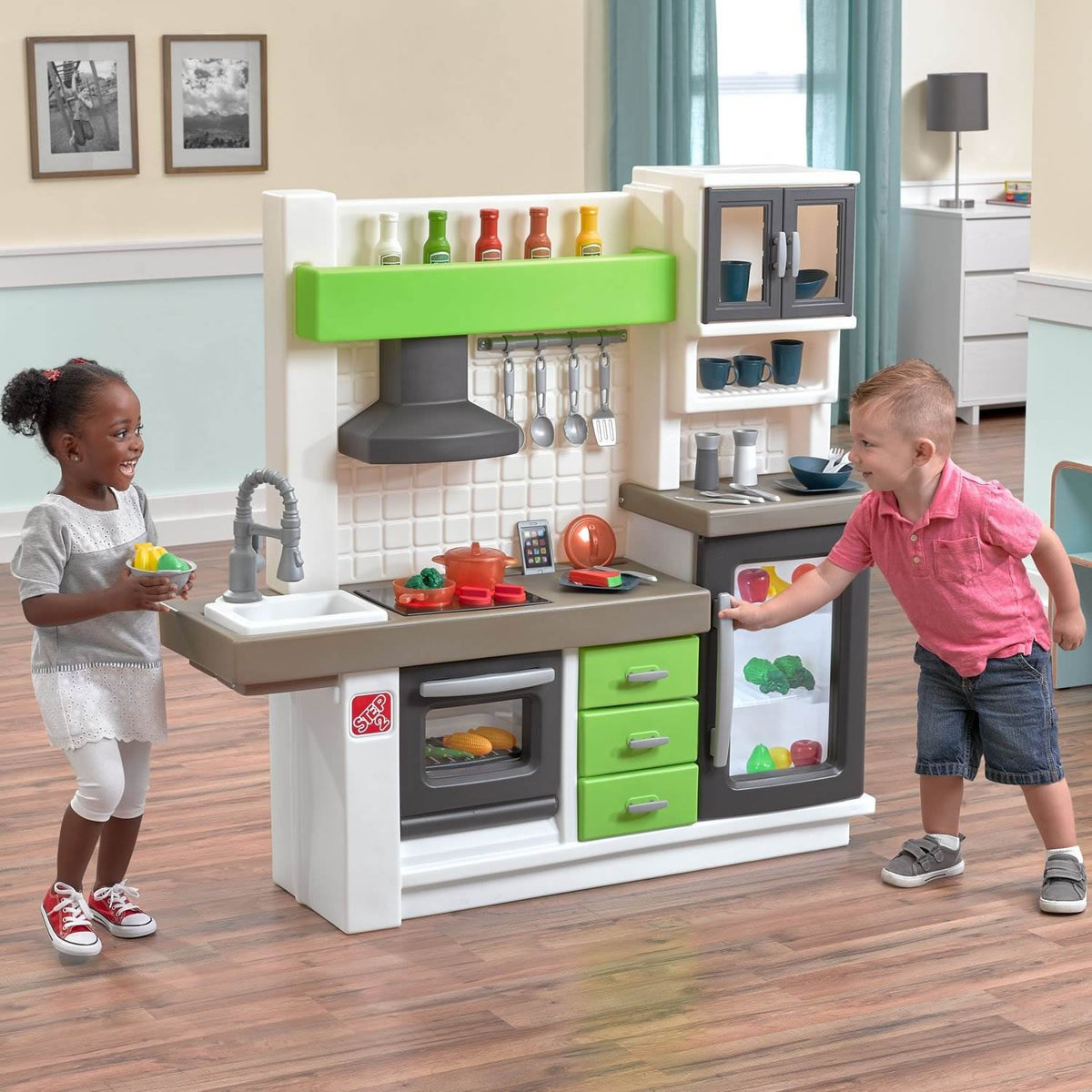 Step2 Euro Edge Kids Pretend Play Kitchen Playset with Toy Utensils (Used)