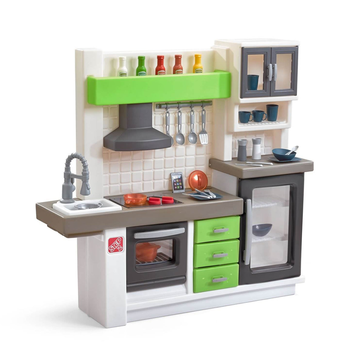 Step2 Euro Edge Kids Pretend Play Kitchen Playset with Toy Utensils (Open Box)