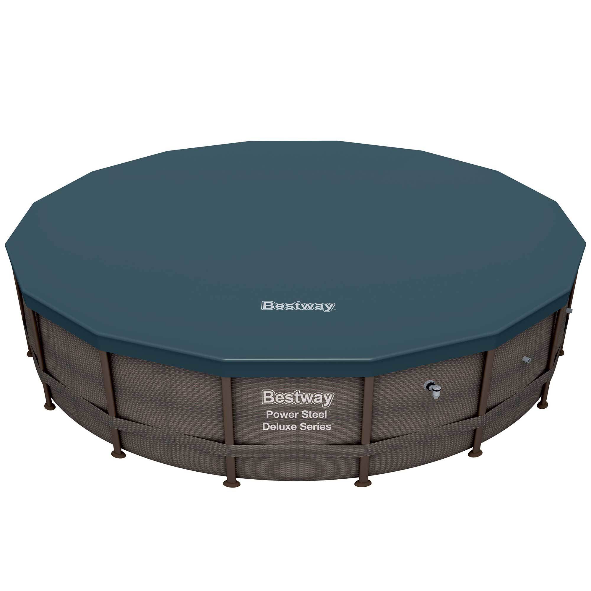 Bestway 15125 16ft x 48in Power Steel Round Frame Above Ground Pool Set & Pump - VMInnovations