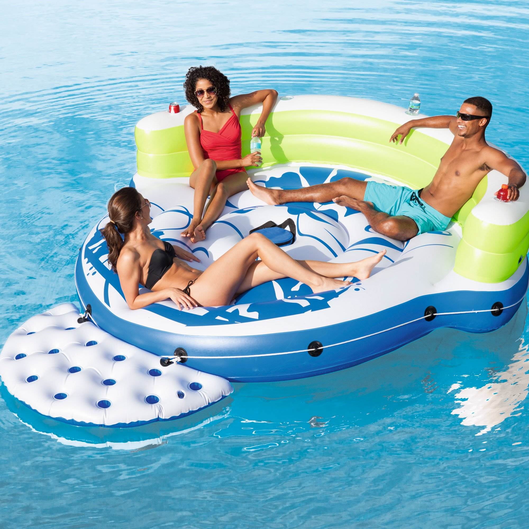 Bestway CoolerZ Kick Back Lounge 3 Person Inflatable Floating Island Raft 43120
