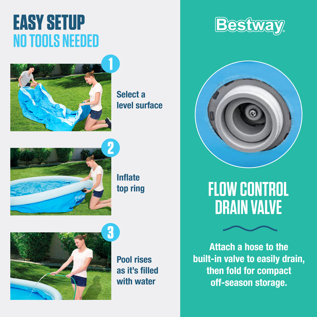 Bestway Fast Set Up 12ft x 30in Inflatable Above Ground Pool with Pump & Filter
