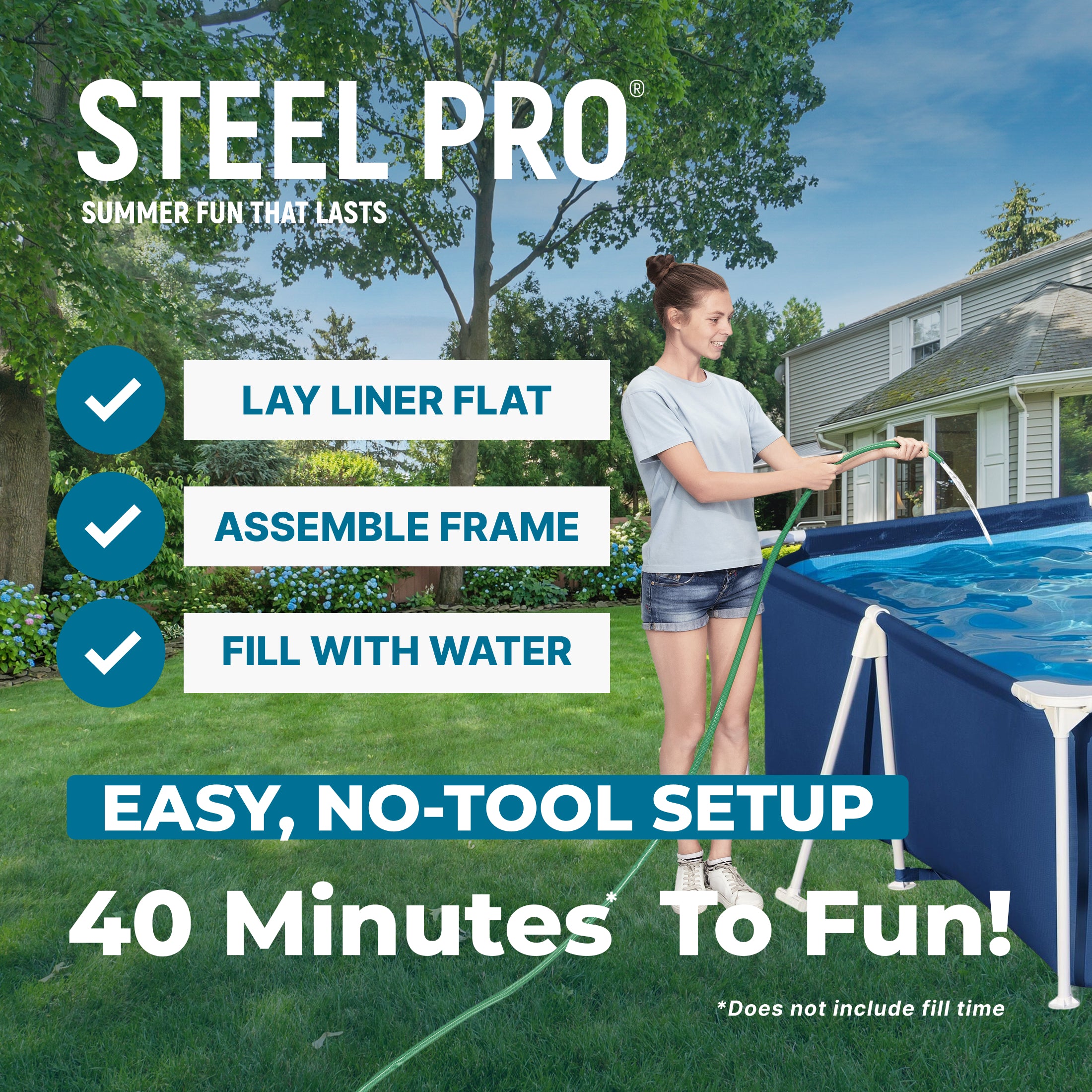 Bestway Steel Pro 9.8' x 6.6' x 26" Metal Frame Above Ground Pool w/ Filter Pump