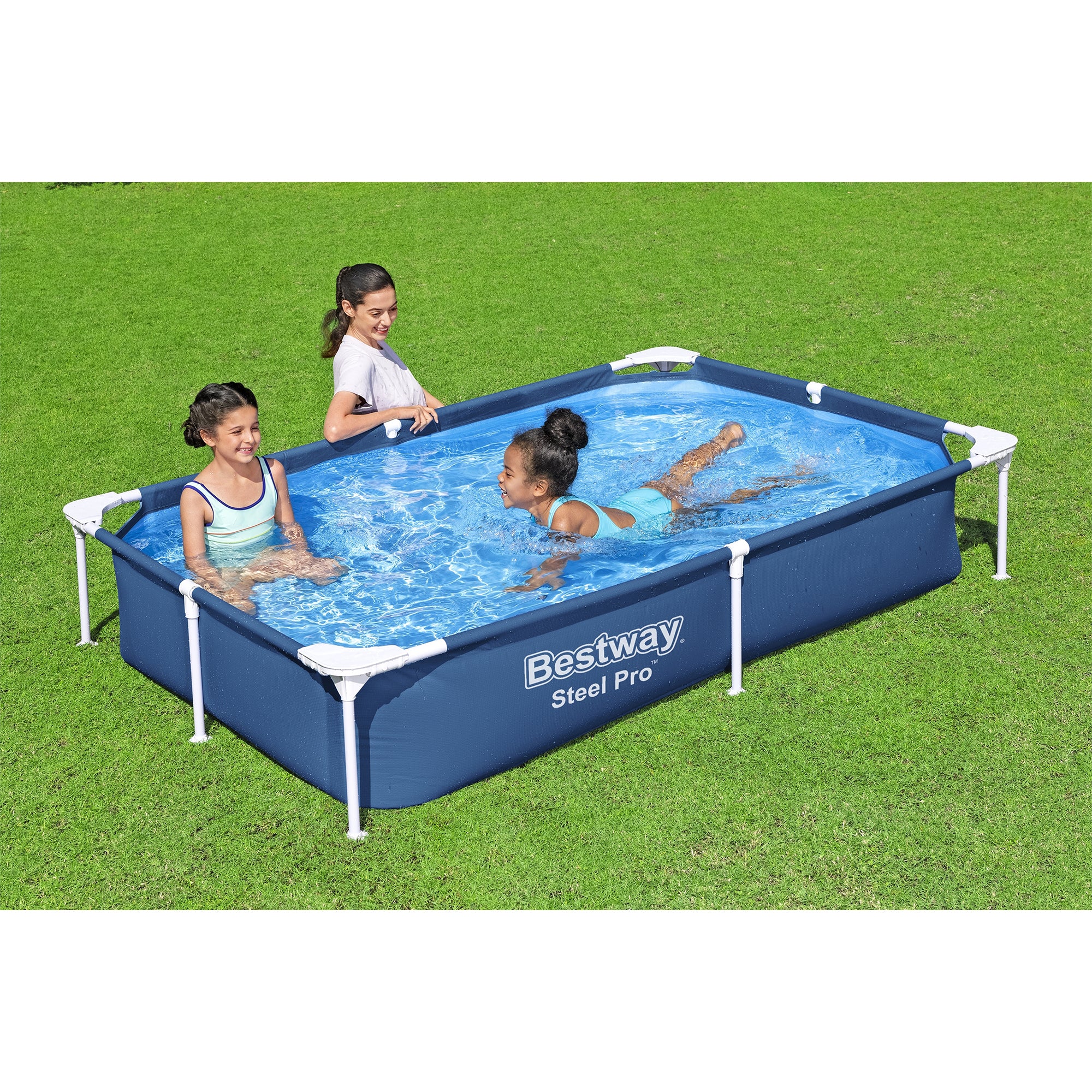 Bestway Steel Pro 87x59x17" Rectangular Frame Above Ground Swimming Pool (Used) - VMInnovations