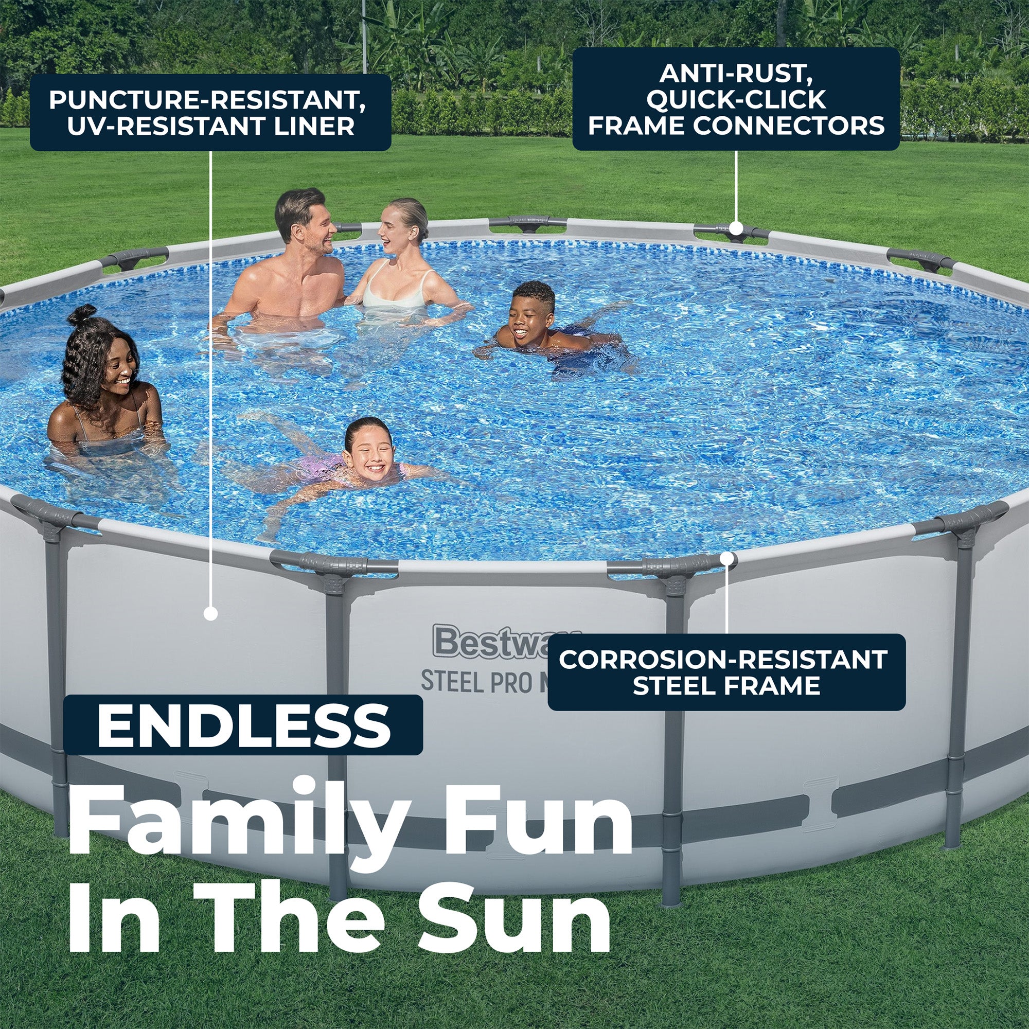 Bestway Steel Pro Max 15'x42" Round Frame Above Ground Pool w/ Filter Pump(Used)