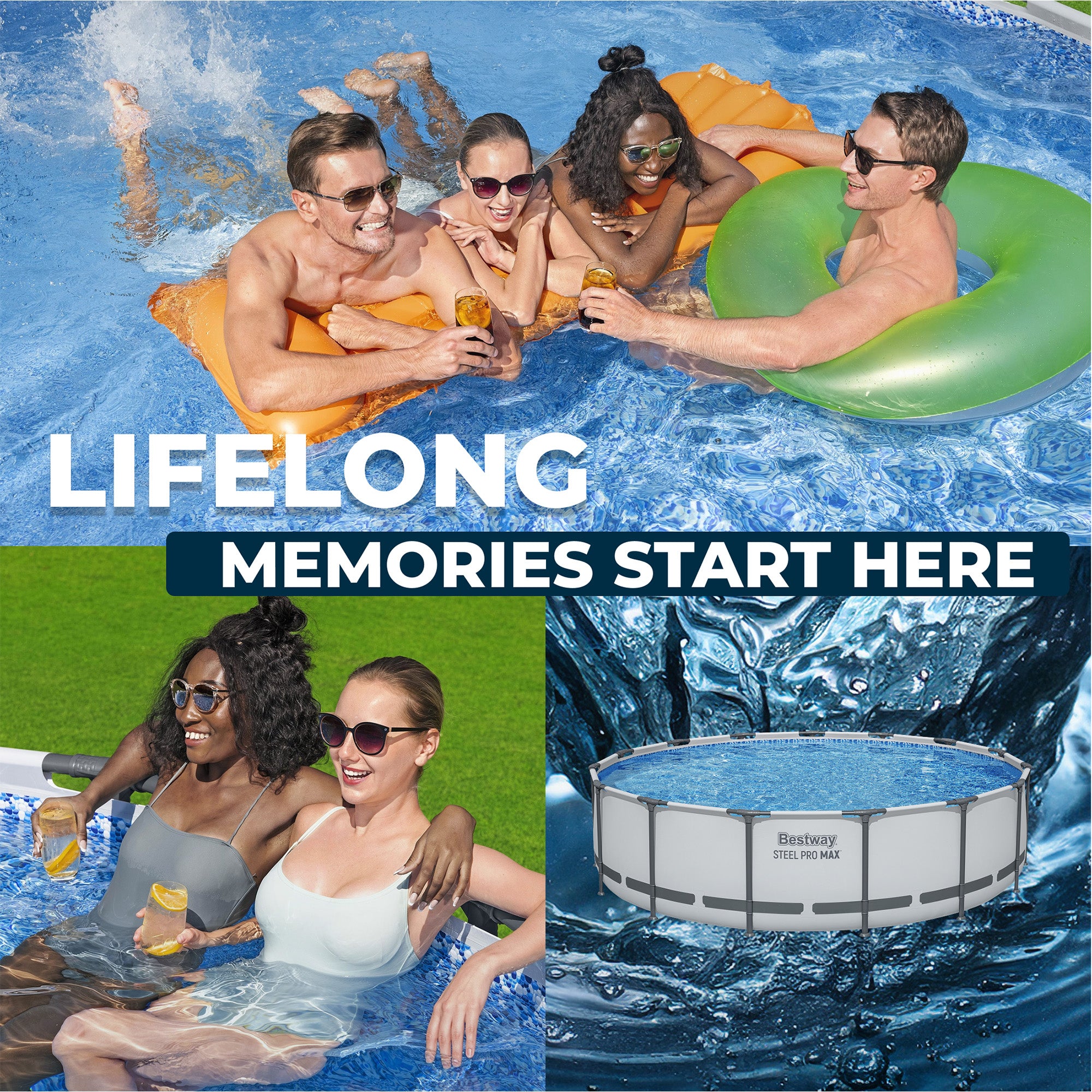 Bestway Steel Pro MAX 15'x42" Round Above Ground Swimming Pool with Pump & Cover