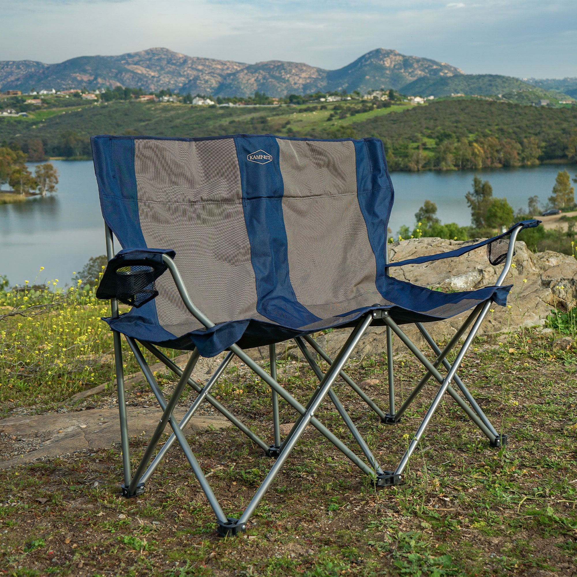 Kamp-Rite 2 Person Outdoor Camping Double Folding Lawn Chair (Open Box) - VMInnovations