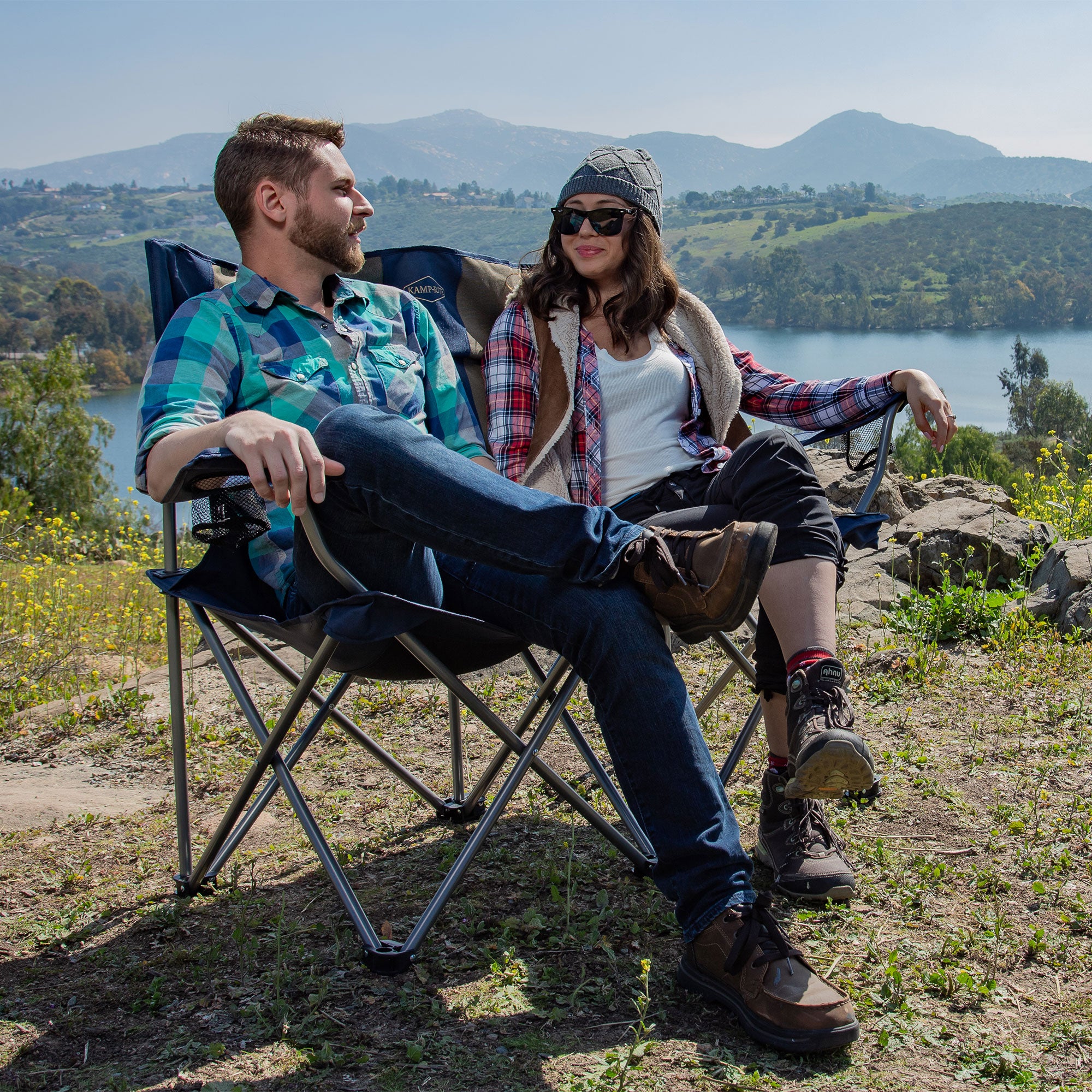 Kamp-Rite 2 Person Outdoor Tailgating Camping Double Folding Lawn Chair (Used) - VMInnovations