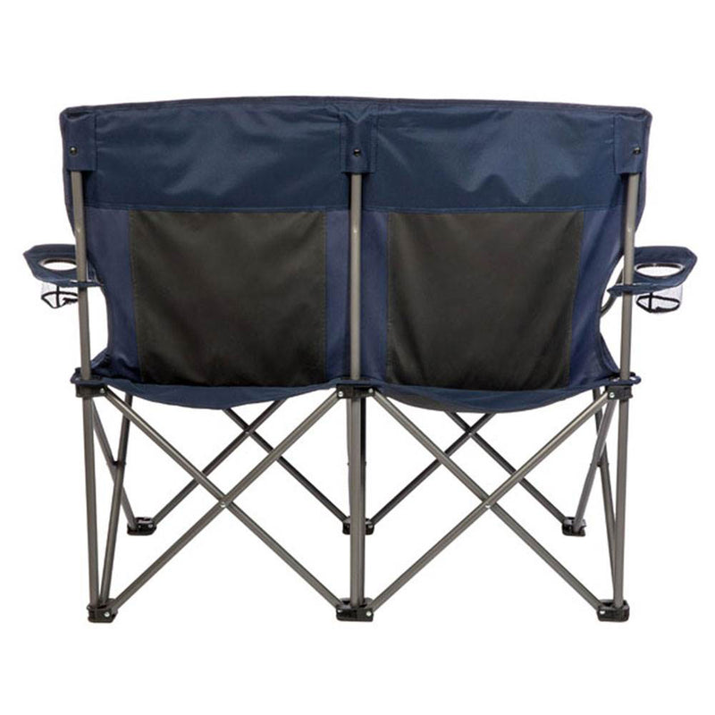 Kamp-Rite Portable Folding Outdoor Double Camping Lawn Beach Chair, Navy/Tan