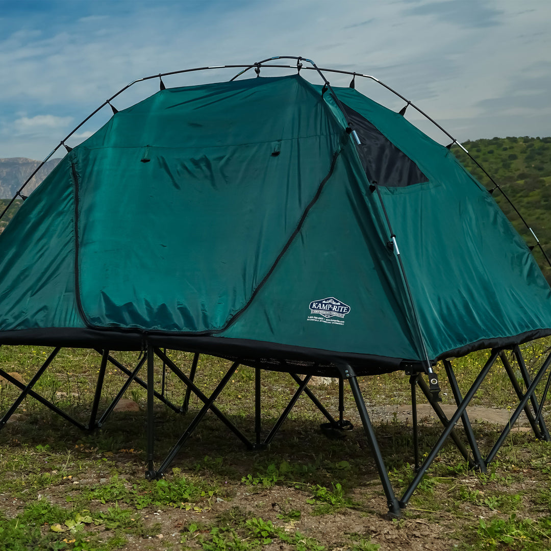 Kamp-Rite Double Compact Quick Setup 2 Person Tent Cot, Chair and Tent, Green - VMInnovations