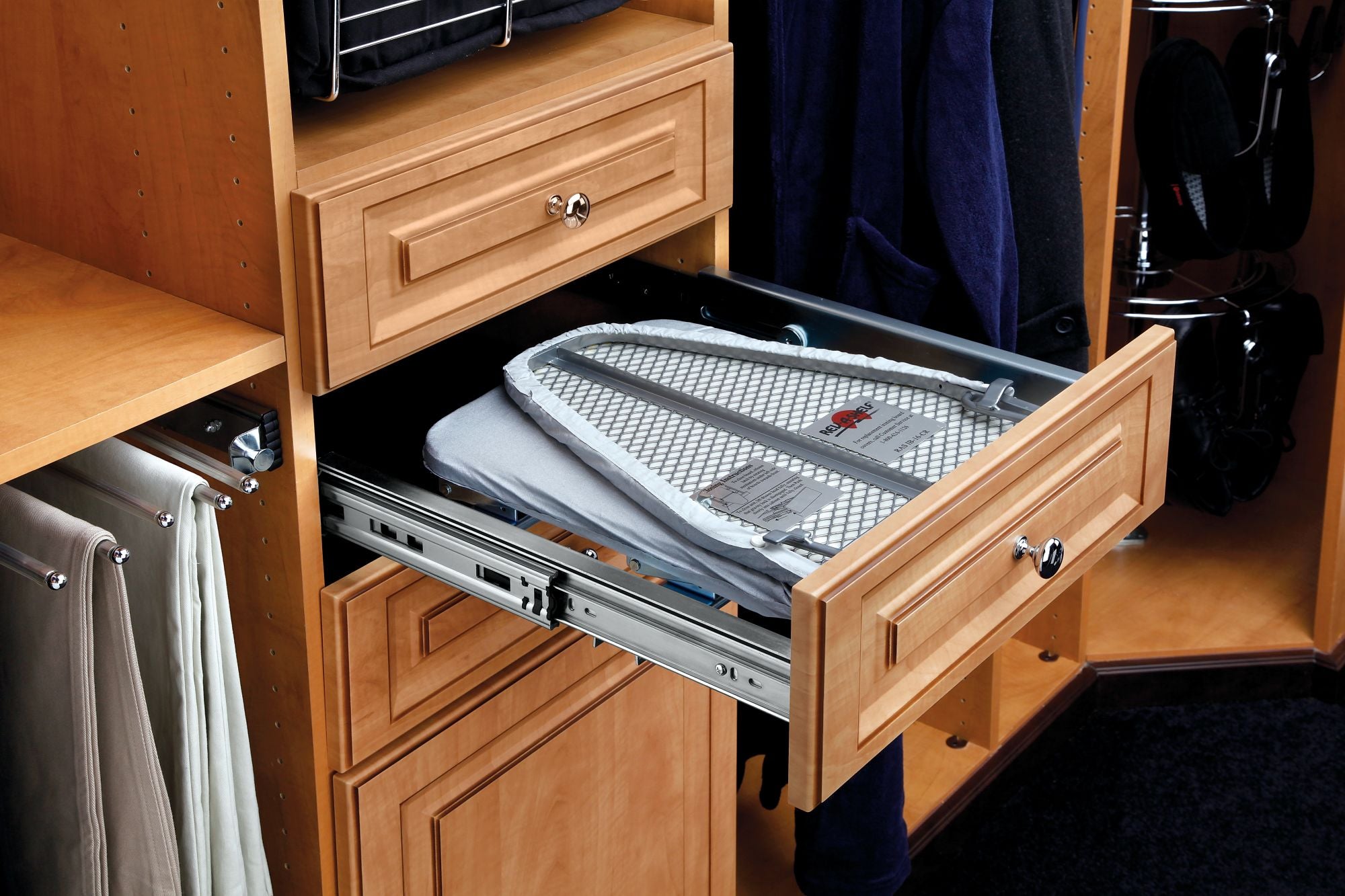 Rev-A-Shelf Retractable Pullout Stowaway Closet Ironing Board, Gray, CIB-16CR - VMInnovations