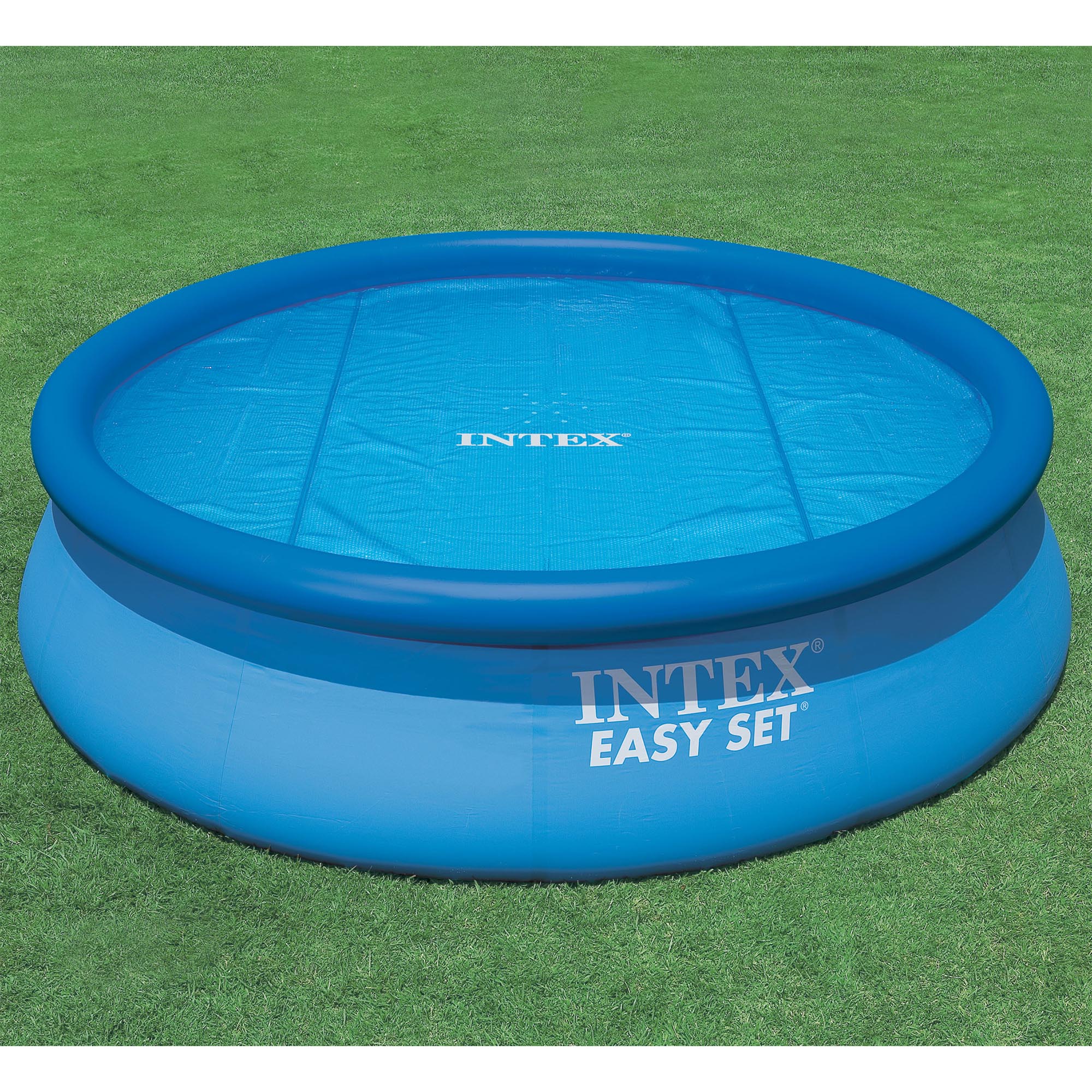 Intex Auto Pool Pressure Vacuum w/ 24’ Hose and 18’ Round Solar Cover for Pools