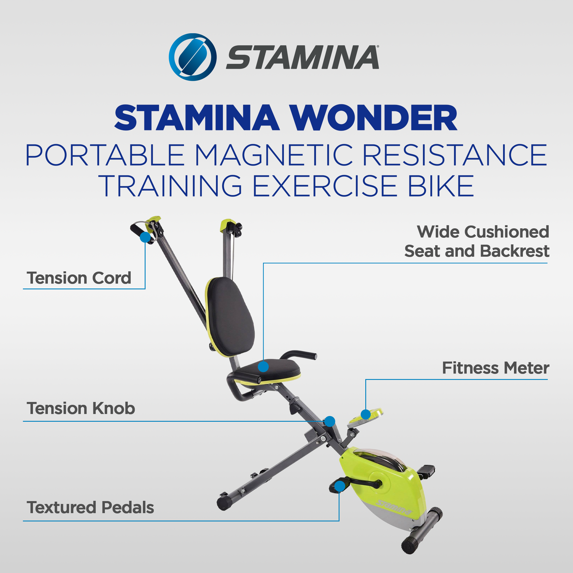 Stamina Wonder Stationary Portable Magnetic Resistance Training Exercise Bike - VMInnovations