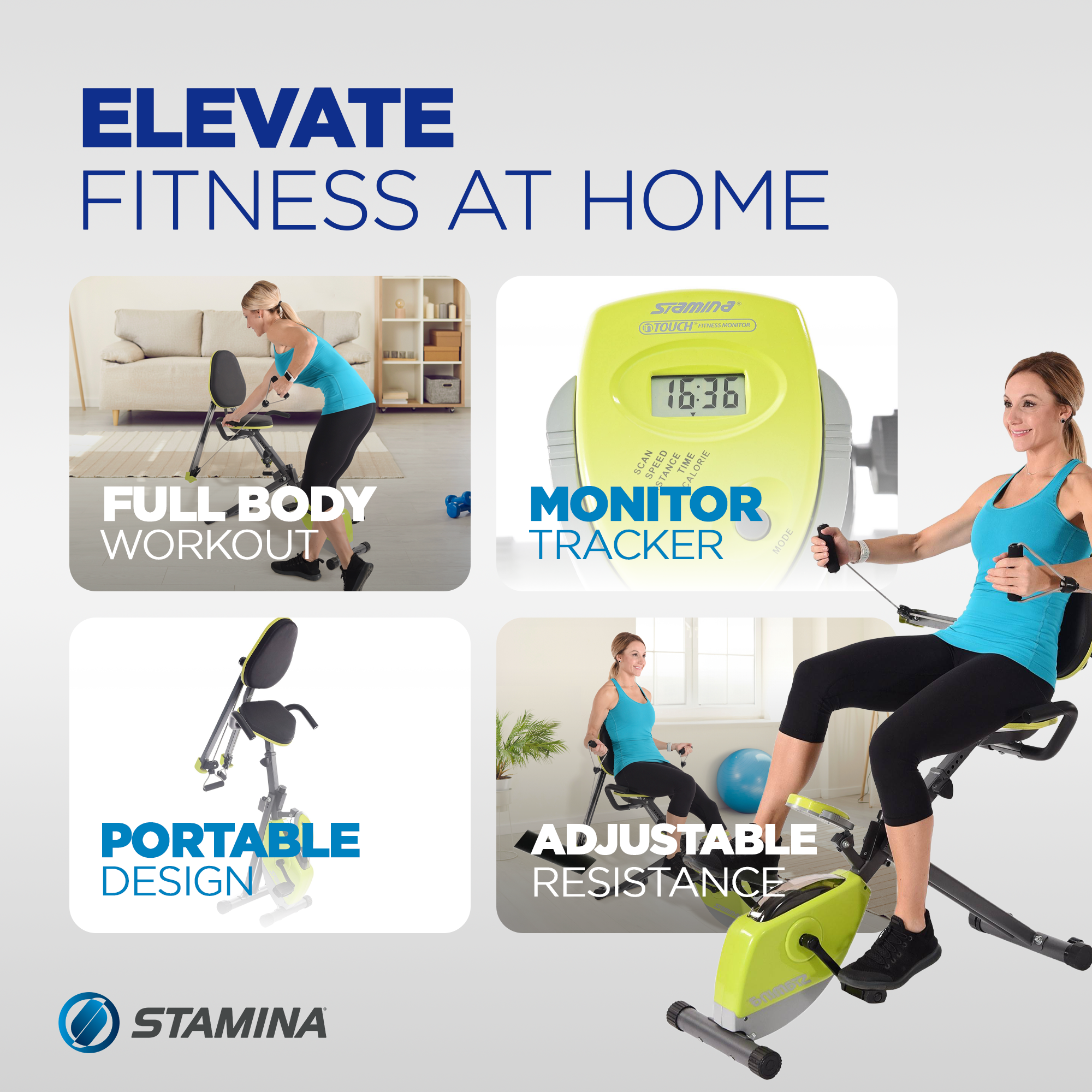 Stamina Wonder Stationary Portable Magnetic Resistance Training Exercise Bike - VMInnovations
