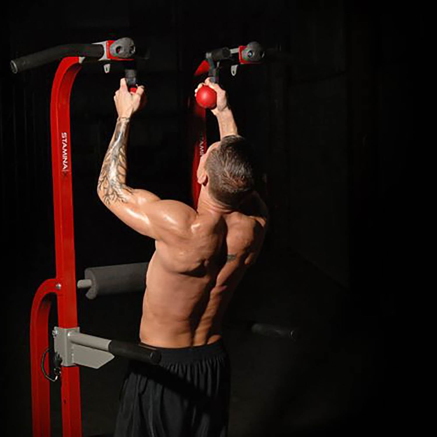 Stamina X Fortress Power Tower Home Gym Pull Up Fitness Workout Station, Red - VMInnovations