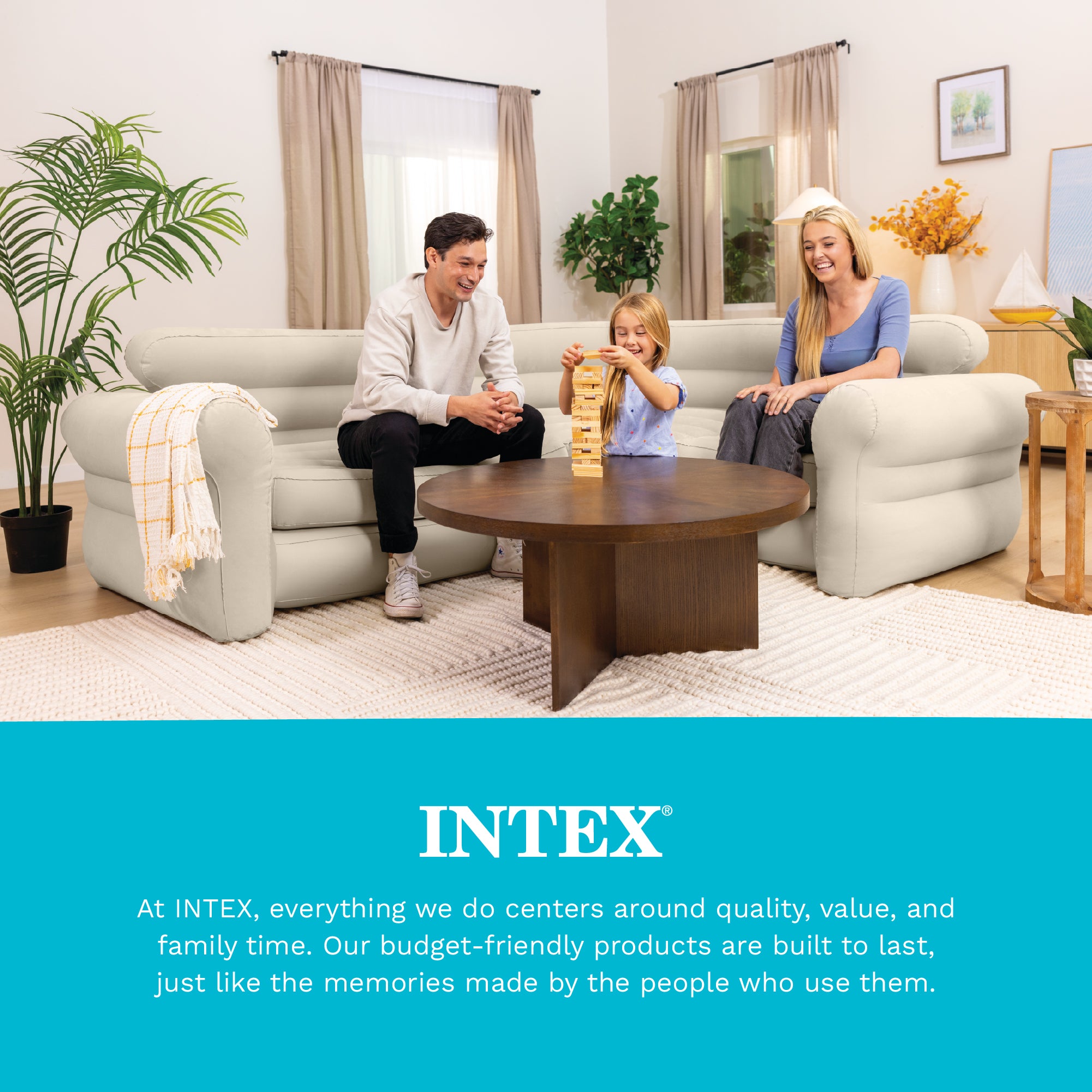 Intex Inflatable Corner Living Room Air Mattress Sectional Sofa Couch, Gray - VMInnovations
