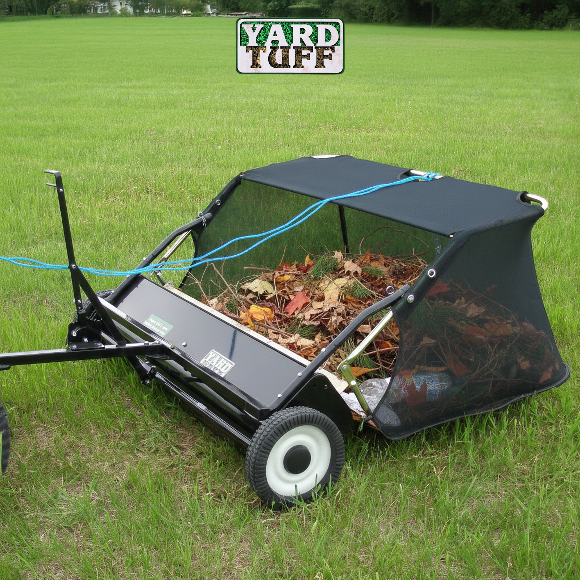 Yard Tuff 42" Quick Assembly Tow Style Lawn Sweeper for Debris, Leaves, & More - VMInnovations