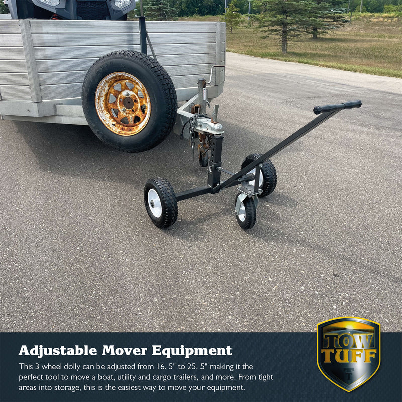 Tow Tuff Adjustable Solid Steel 800lb Capacity Trailer Dolly w/Caster (Open Box)