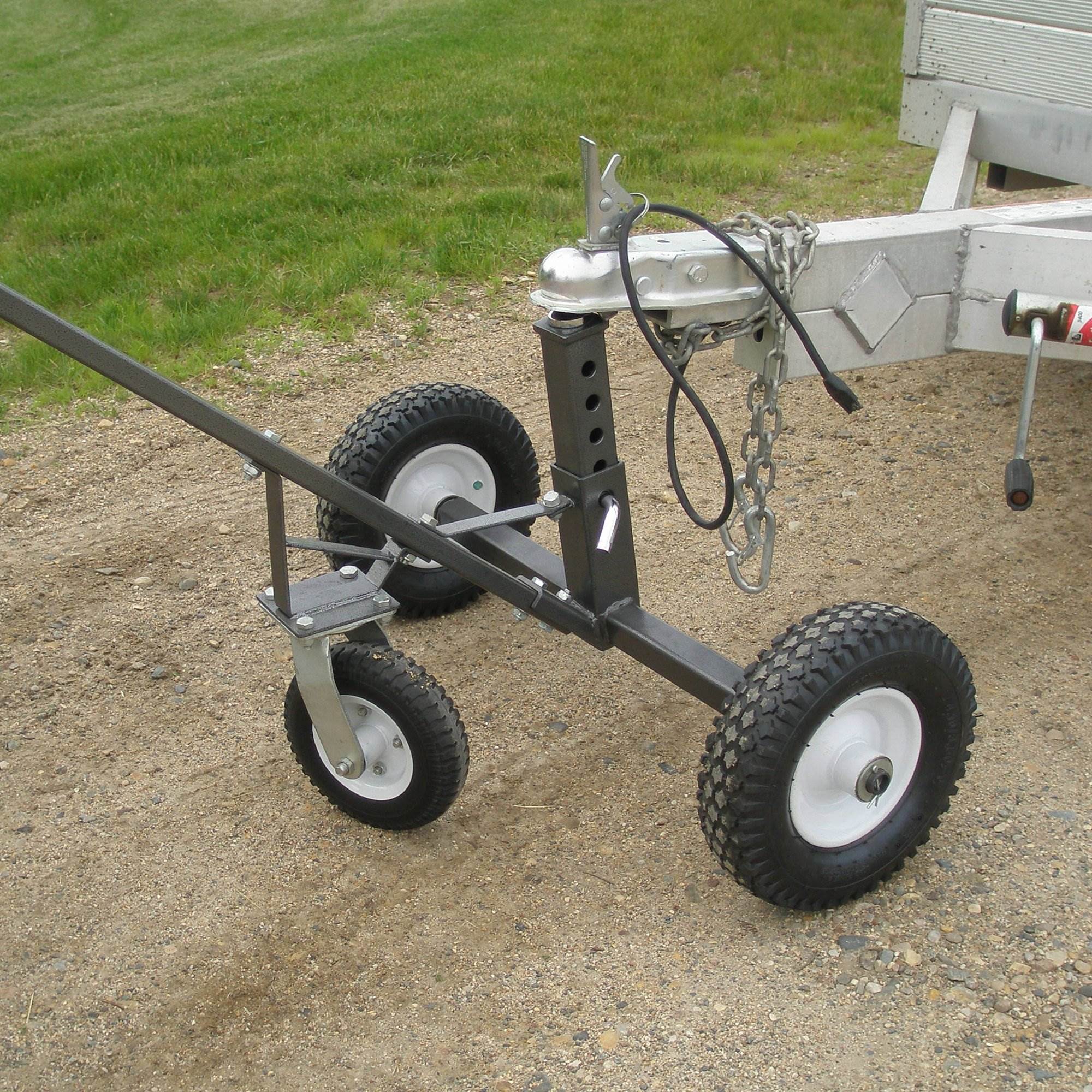 Tow Tuff Adjustable Solid Steel 800 lb Capacity Trailer Dolly w/ Caster (2 Pack) - VMInnovations
