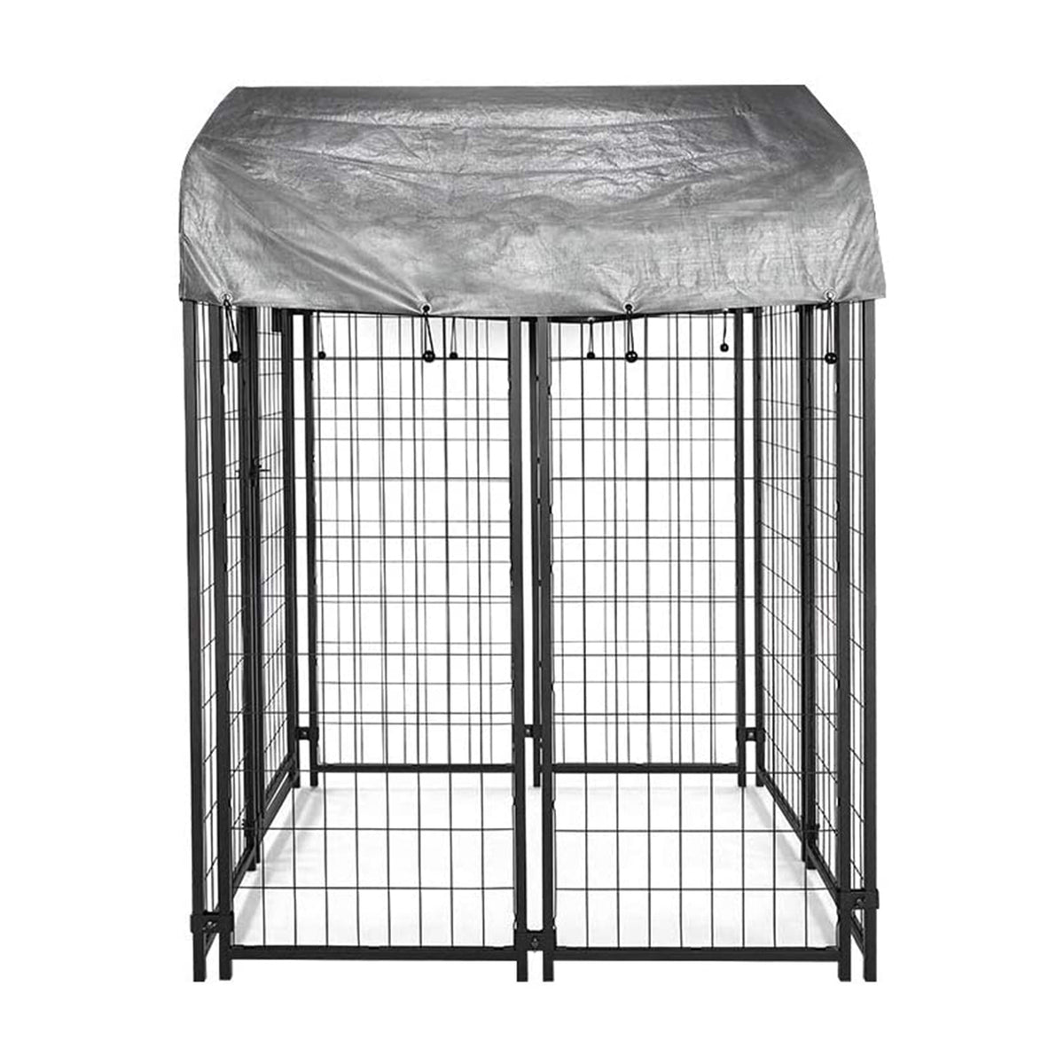 Homestead Large Welded Wire Outdoor Pet Kennel with Waterproof Cover, Black