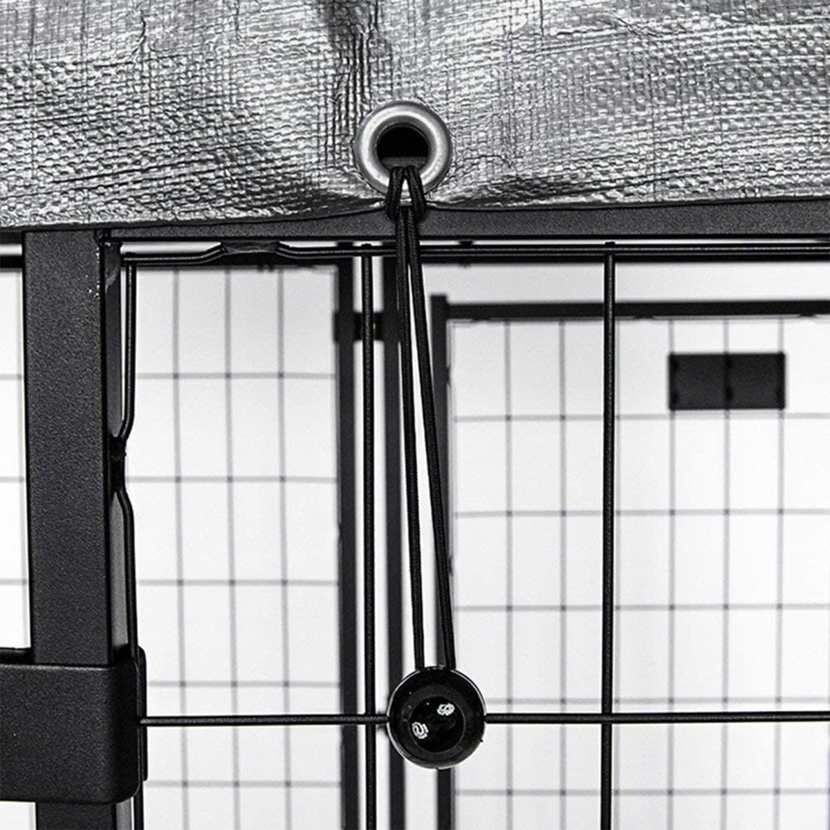 Homestead Large Welded Wire Outdoor Pet Kennel with Waterproof Cover, Black