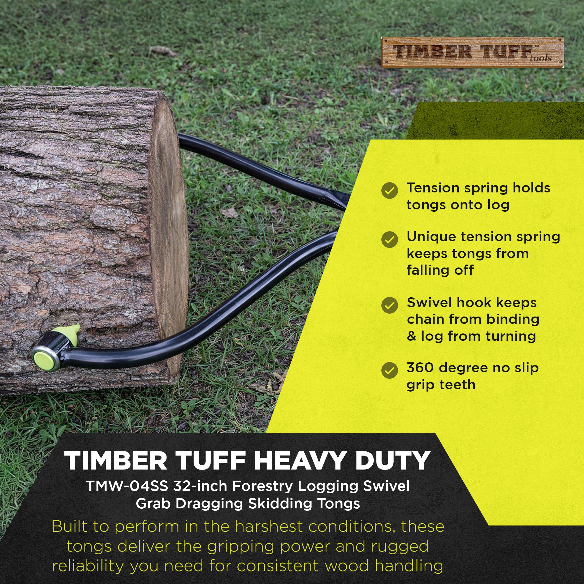 Timber Tuff 32" Forestry Logging Swivel Grab Dragging Skidding Tongs (Open Box) - VMInnovations