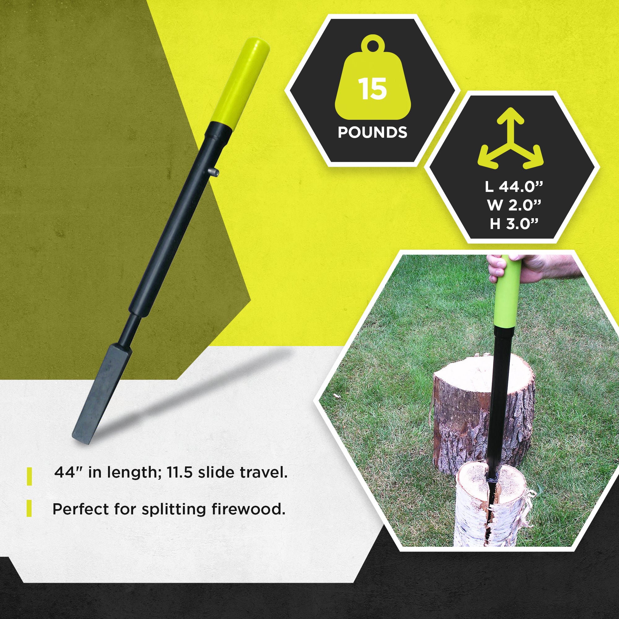 Timber Tuff TMW-11 Manual Slide Wedge Hammer Wood Log Steel Splitter Tool (Used) - VMInnovations