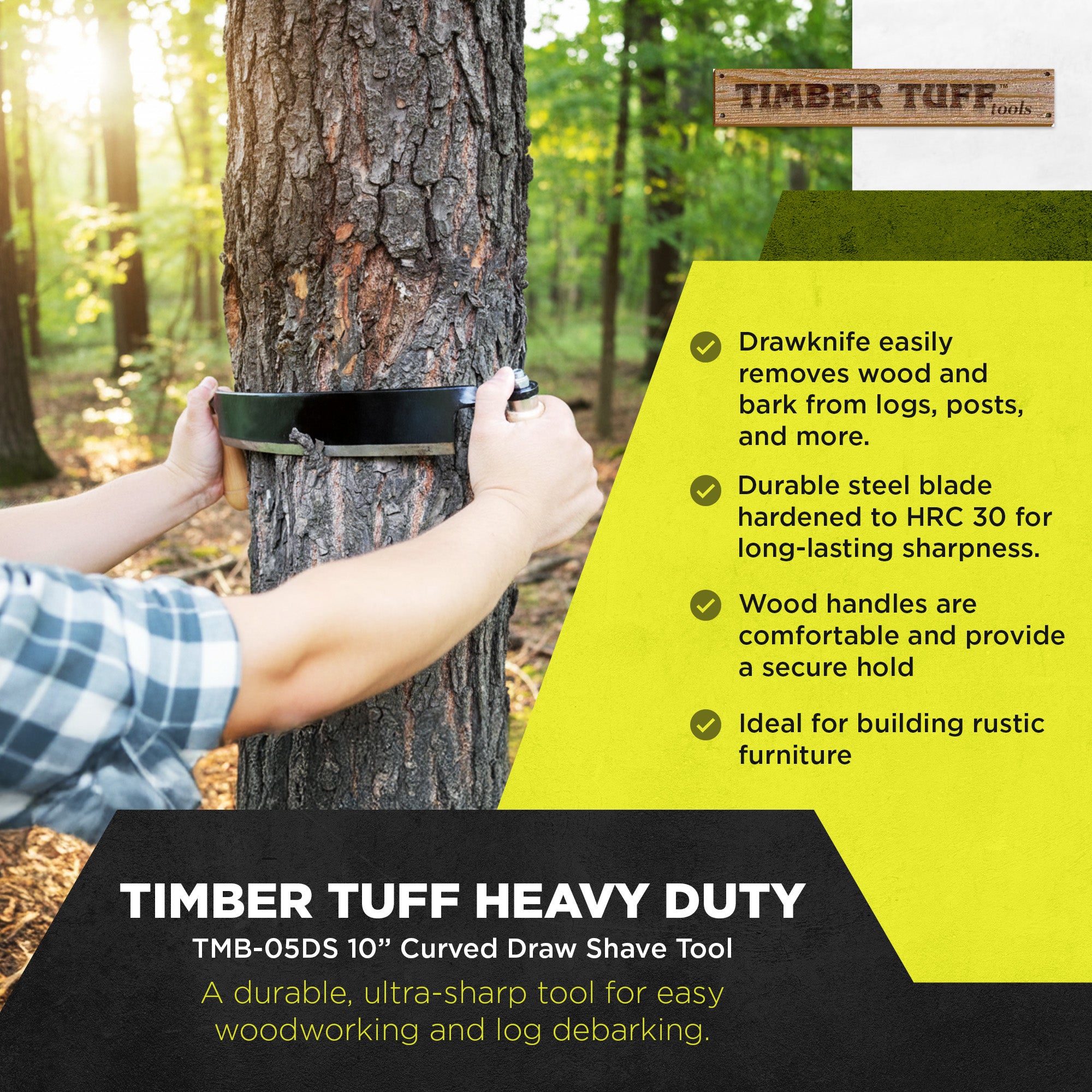 Timber Tuff 10" Curved Wood Blade Draw Shave Knife Woodworking Tool (Open Box)