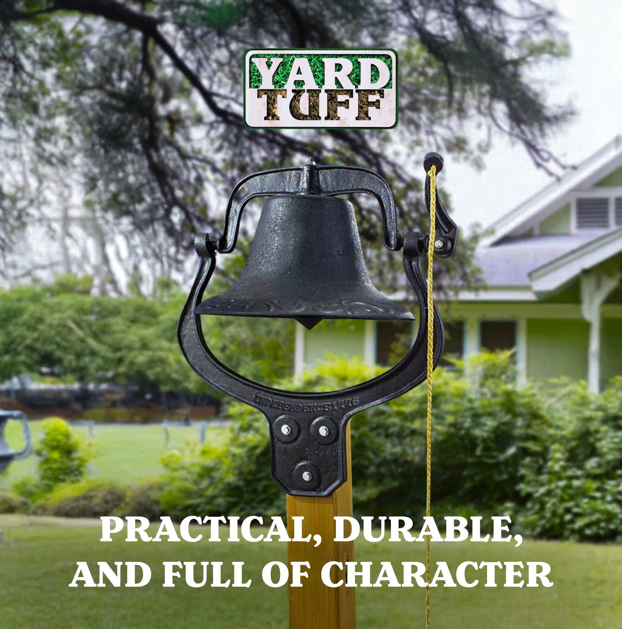 Yard Tuff YTF-22LB Large Decorative Cast Iron Metal Farm Dinner Bell (Open Box)