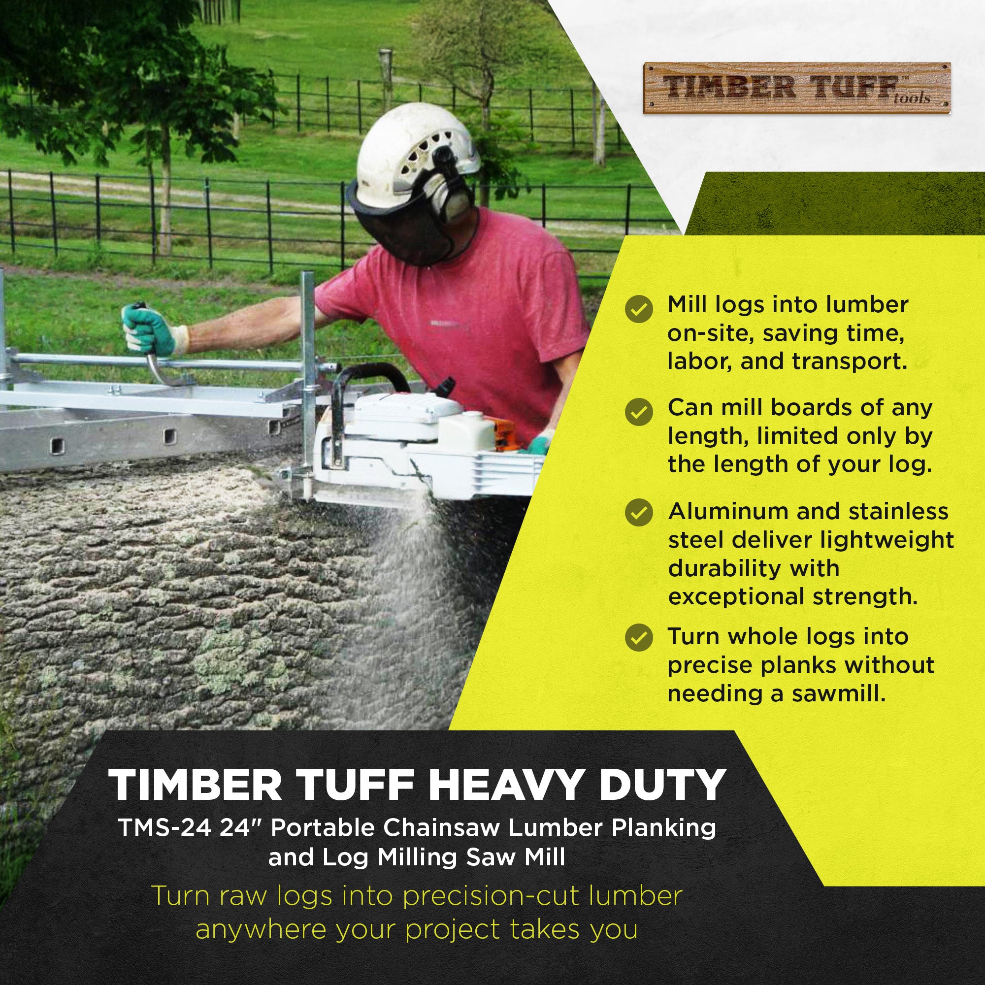 Timber Tuff 24" Portable Chainsaw Lumber Planking & Log Milling Saw Mill (Used)