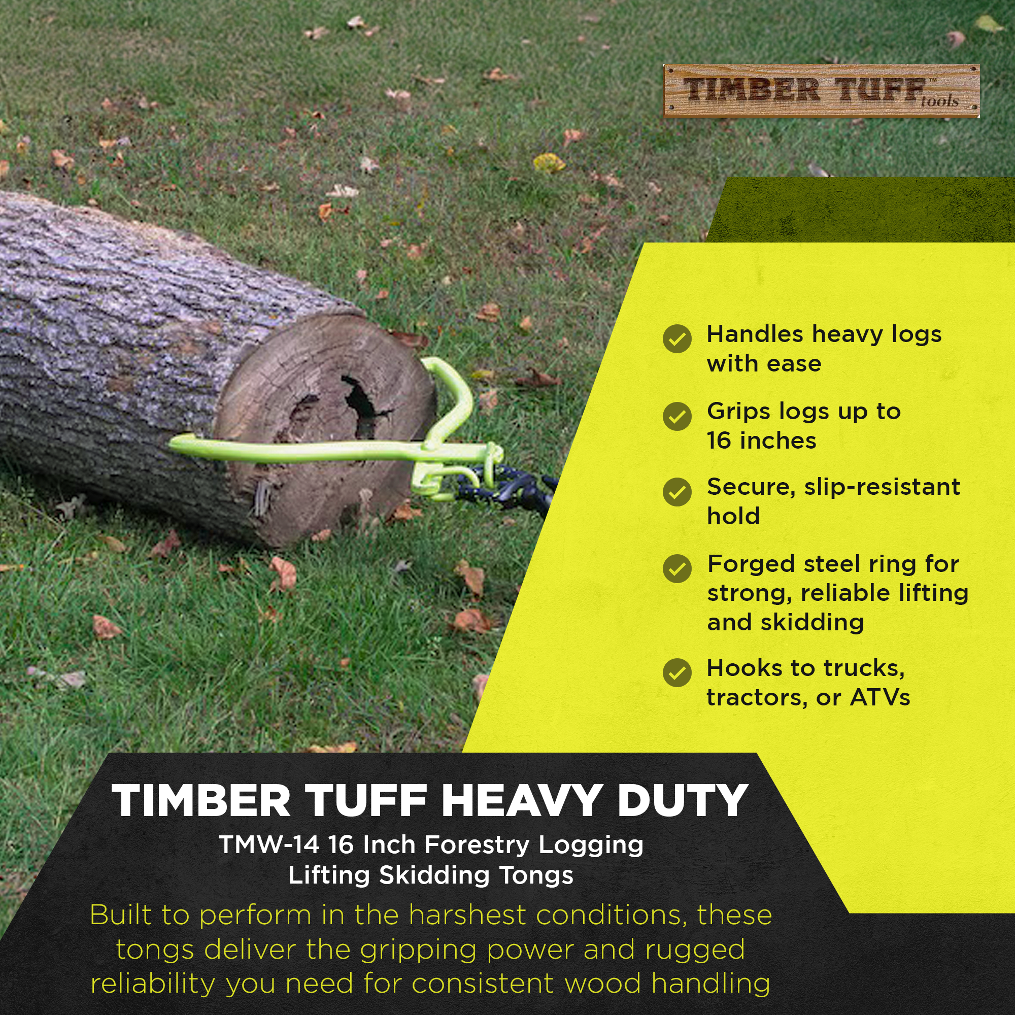 Timber Tuff TMW-14 16 Inch 1500 Pound Forestry Logging Lifting Skidding Tongs