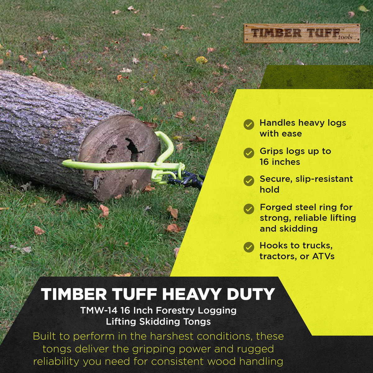 Timber Tuff TMW-14 16 Inch 1500 Pound Forestry Logging Lifting Skidding Tongs