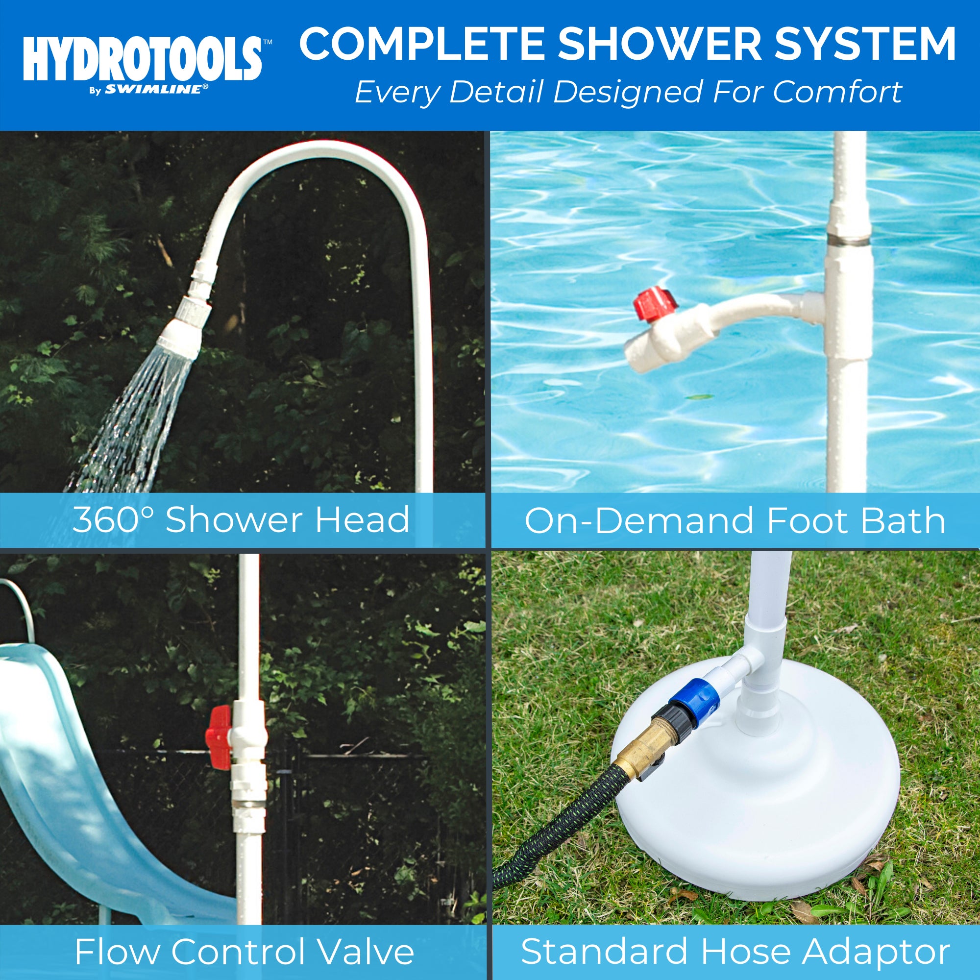 Swimline HydroTools Pool Spa Poolside PVC Hose Hookup Shower Ball Valve(Damaged)