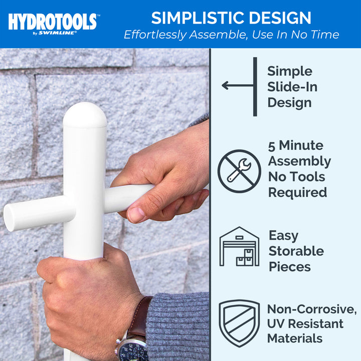 Swimline 89032 52" Tall 3-Arm Free Standing Poolside Towel Accessory Rack, White - VMInnovations